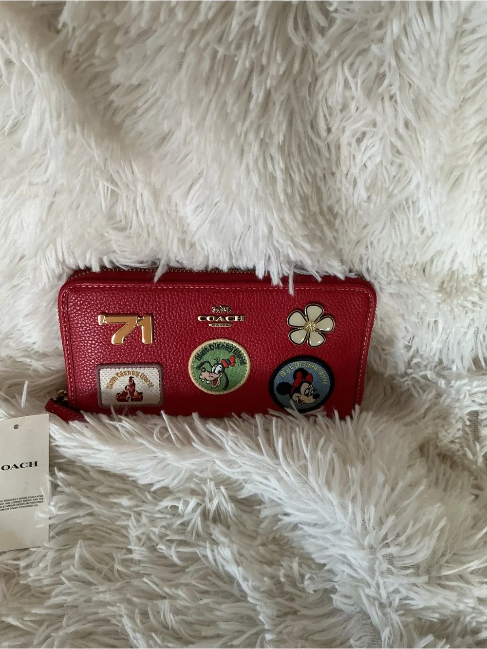 Coach Disney X Red Leather Minnie Mouse with Patches Rogue 25 with Wallet